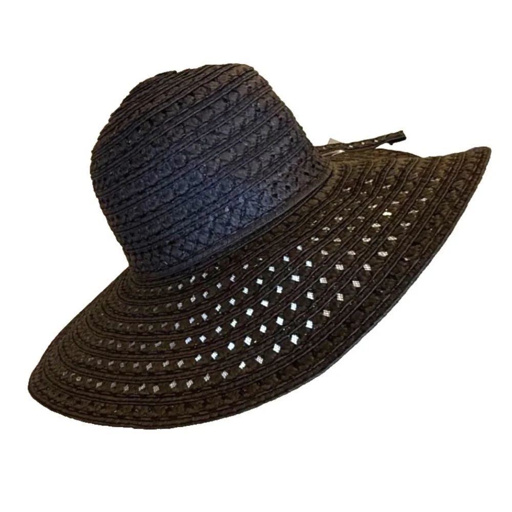 Maddhatter Women's Woven Wide Brim Sun‎ Hat; Black; One Size NWT